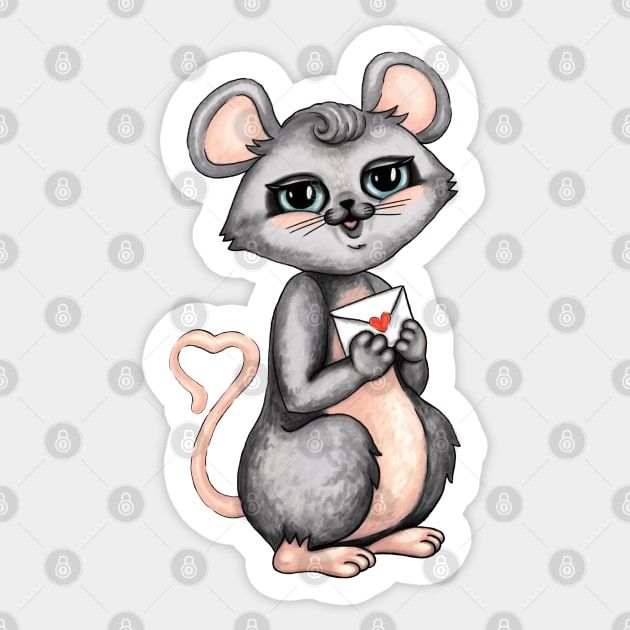 Mouse girl Sticker by Raluca Iov